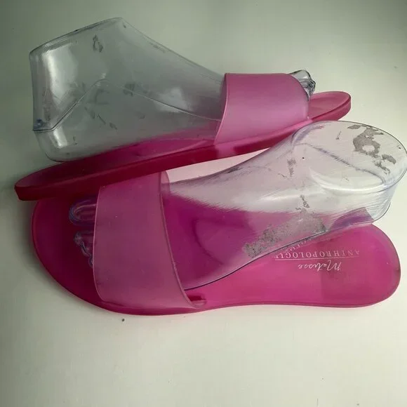 Anthropologie Matisse Jelly Slides Sandals Pink Size 9 Beach Pool Vacation - Picture 7 of 10